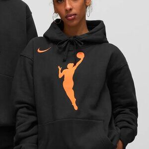 Nike Women's Black-Brilliant Orange Team 13 Courts Cropped Pullover Hoodie Sz M